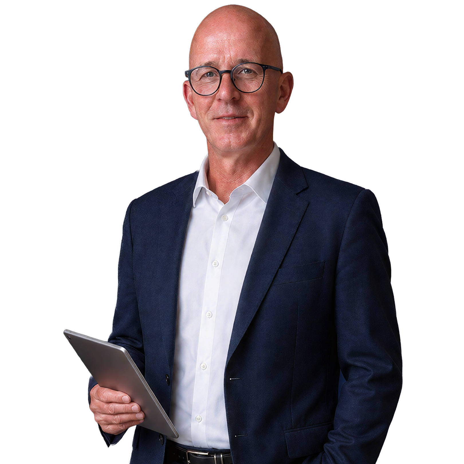 Roy Lüth mit Tablet
